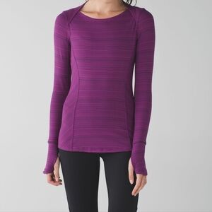 Lululemon Kanto Catch Me Long SleeveKanto Stripe Regal Plum Naval Blue